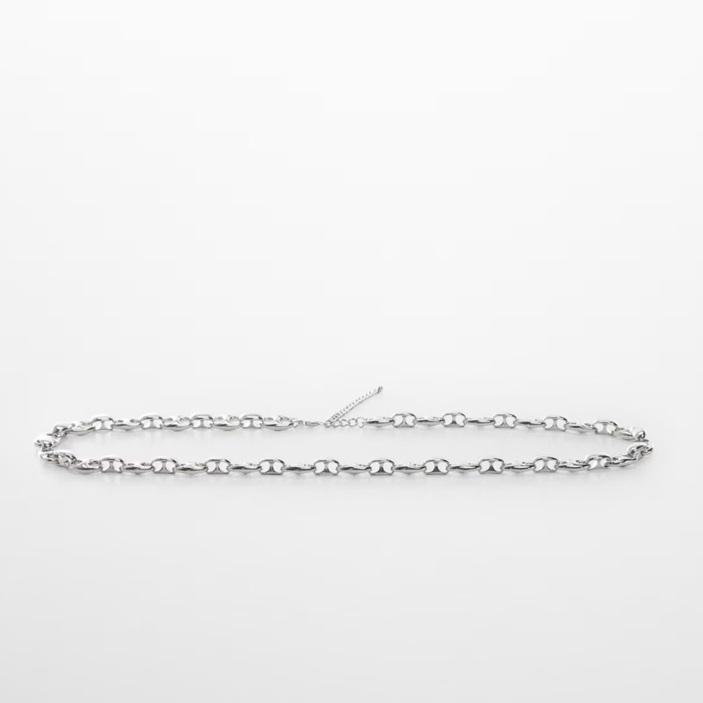 Mango Skinny Silver Chain Belt